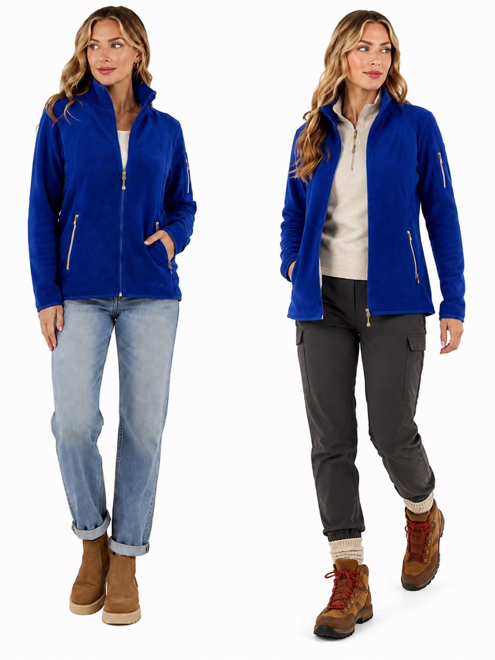 Eddie Bauer Blue Sweater Knit Fleece Lined Full Zip Jacket Women’s M, NWOT